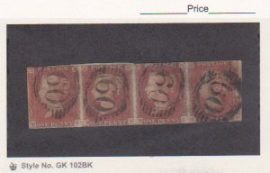 Great Britain 1841 Scott # 3 SG-8 Fine IMPERF Strip of 4 Used