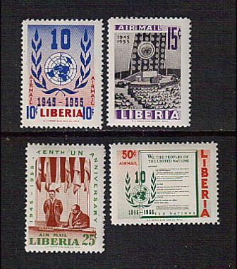 Liberia Scott # C93-96. 1955. air mail  MNH