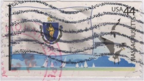 US 4297 (used on paper, 2020 cancel) 44¢ Flags of our Nation: Mass. (2009)