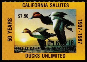 United States - California Duck Stamp Scott 18 (1987) Mint NH VF, CV $11.00 C