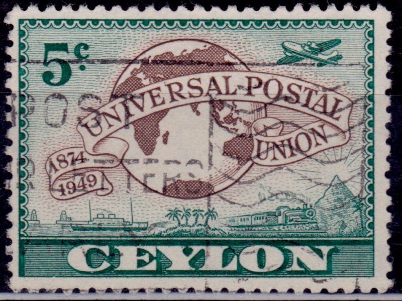 Ceylon 1949, UPU, 5c, sc#304, used
