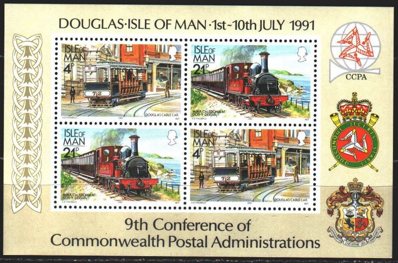 Isle Of Man. 1991. bl 16. Train, history. MNH.