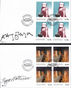 Denmark Danmark Scott 1386-1387 FDC block of 4 fine art paintings