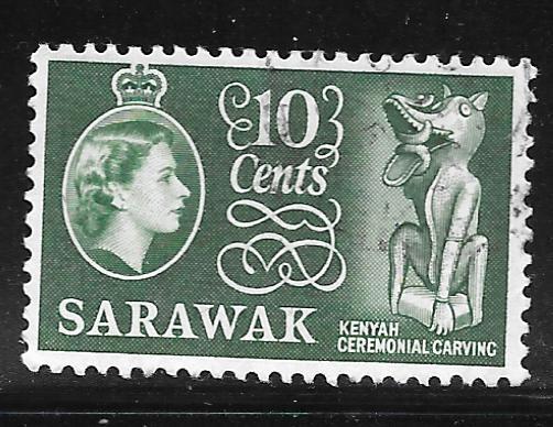 Sarawak 202: 10c Kenyah ceremonial carving, used, F-VF