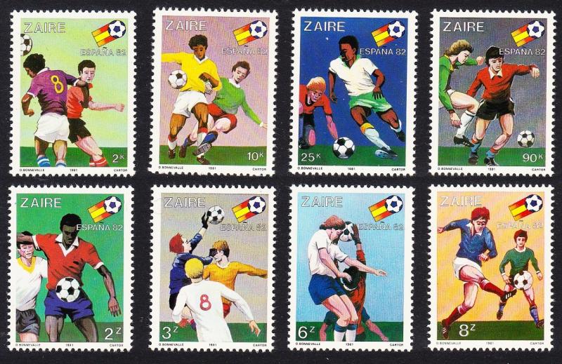 Zaire World Cup Football Championship Spain 8v SG#1067-1074 MI#722-729 CV£10+