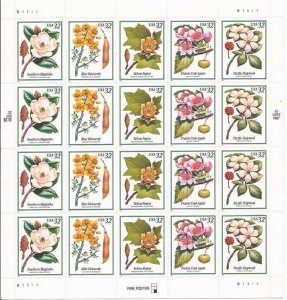 US Stamp 1998 Flowering Trees - 20 Stamp Sheet -   #3193-7