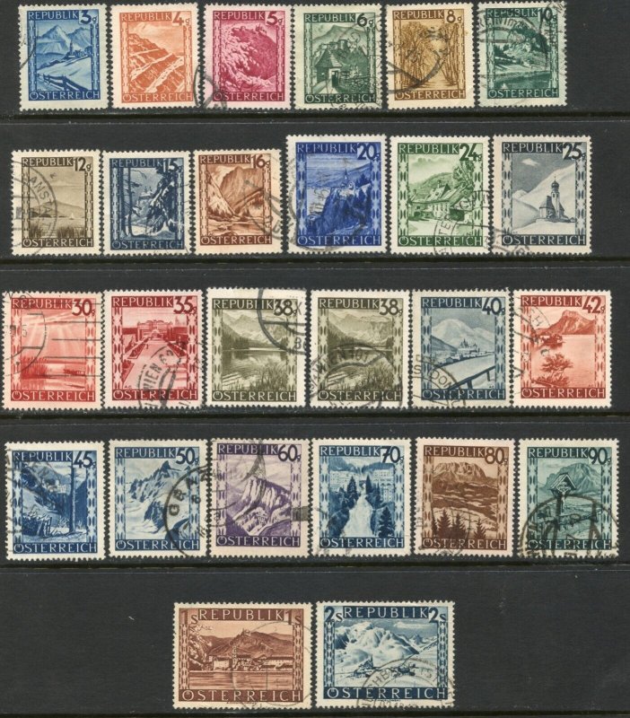 AUSTRIA Sc#455-479 1945-46 Scenic Short Set to 2s Used