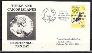 Turks & Caicos, Scott cat. 270. Bird value o/printed. First Day Cover. ^