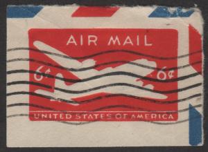 SC#UC18 6¢ Airmail Cut Square (1950) Used