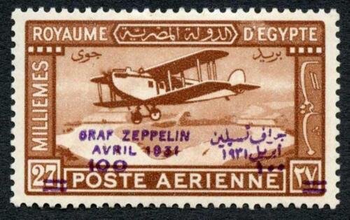 Egypt 1931 SG185 100m on 27m Zeppelin surcharge VFM cat 75 pounds 