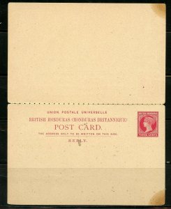 BRITISH HONDURAS BELIZE 7/20/1894 STATIONERY DOUBLE POSTCARD TO ULM 8/8 AS SHOWN