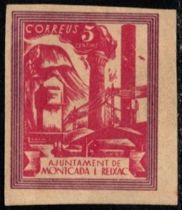 1937 Spain Civil War 5 Centimes Montcada and Reixac Town Hall Post Offices