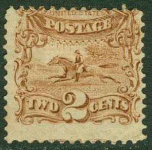 EDW1949SELL : USA 1869 Sc #113 Pale Brown. Mint OG Light corner crease. Cat $550