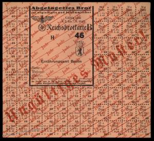 3rd Reich Germany Berlin Bread Ration Card Proof for Jewish Person 89046