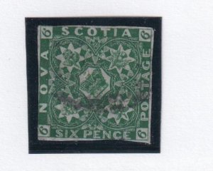 NOVA SCOTIA # 5 LIGHT USED 6p IMPERF MINUTE THINS CAT VALUE $1200