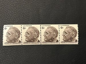 Scott #1305 line strip of 4 Roosevelt 6c Prominent Americans FDR Mint NH