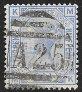 GREAT BRITAIN USED IN MALTA 1880-81 QV 2 1/2d Plate 22 Sc 82 VFU A25 Postmark