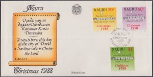 NAURU Sc # 355 FDC CHRITSMAS HYMN by FELIX MENDELSSON-BARTHOLDY