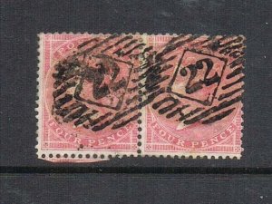 Great Britan 1857 QV SG 66b pair (Thick paper) FU