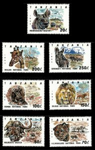 Tanzania 1994 - Tanzania National Parks, Animals - Set of 7v - 1185-91 - MNH