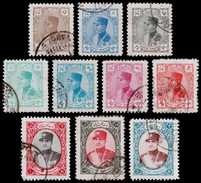 Persia Scott 771-776, 779-781, 783 (1934-35) Used H F-VF, CV $10.50