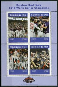 Chad 2019 MNH Boston Red Sox World Series 2018 4v M/S Baseball Sports Stamps
