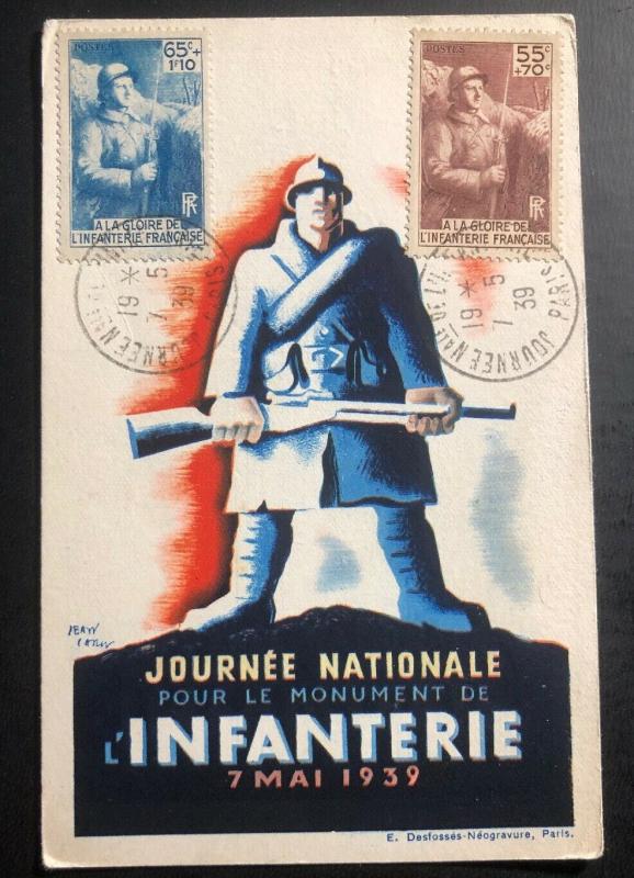 1939 Paris France Picture Postcard First Day Cover FDC Army National Day