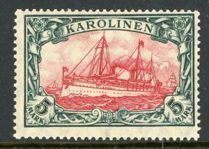 Caroline Islands 1915 Germany 5 Mark Yacht Ship Watermark Scott #23 Mint E460