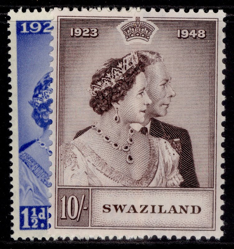 SWAZILAND GVI SG46-47,  1949 ROYAL SILVER WEDDING set, NH MINT. Cat £40. 