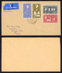 South George 1/2d to 2 1/2d cover to England