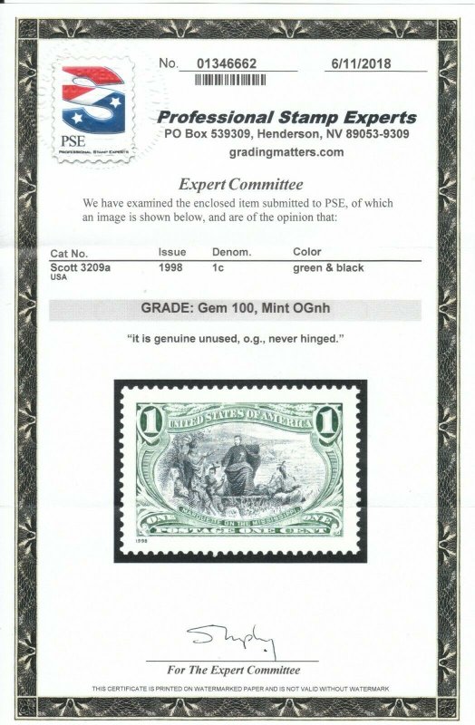 MOstamps - US #3209a Mint OG NH Grade GEM 100 with PSE Cert - Lot # MO-1810