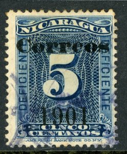 Nicaragua 1901 Postage Due 5¢ Overprinted for Postage Scott 139 VFU Z723