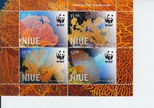 2012 Niue WWF Giant Sea Fan Coral SS (Scott 878-81) MNH