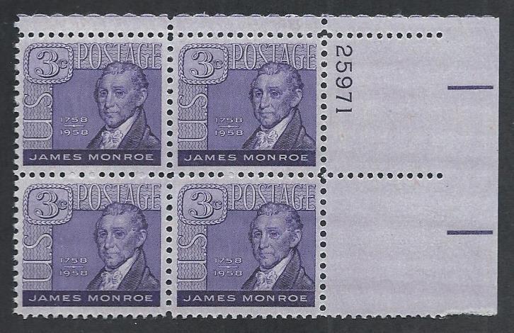 UNITED STATES SC#1105 PL#25971 UR FVF/MNH B/4 1958