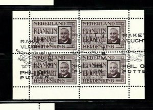 Netherlands 1946 Franklin D. Roosevelt FDR Rocket Mail Brown Sheet of 4 Stamps