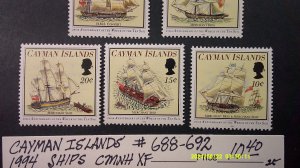 Cayman Islands 1994 Ships Scott# 688-692 complete MNH XF set of 5