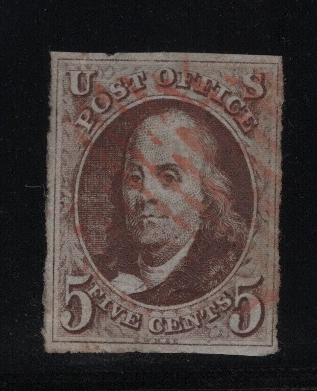 1 VF used neat Red grid cancel with nice color cv $ 400 ! see pic !