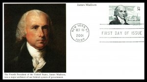 US 3545 James Madison Mystic U/A FDC