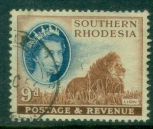 Southern Rhodesia 1953 QEII Pictorial 9d Lion FU