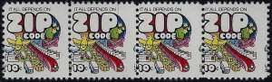 1511 - 10c Progressive Misperf Error / EFO Strip of 4 Zip Code Mint NH