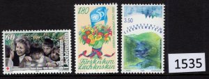 $1 World MNH Stamps (1535), Liechtenstein Scott 1045-1047, Events, set of 3