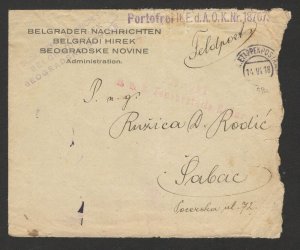 AUSTRIA OCC SERBIA -CENSORSHIP FELDPOST COVER - 1918.