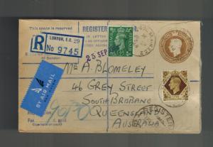 1948 London England Registered Uprated PS Cover to Australia