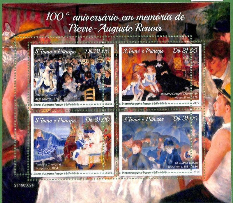 A3526-Sao Tome & Principe ERROR MISSPERF 2019  Art Pierre Auguste Renoir