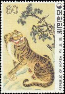 Korea #1203-1204, Complete Set(2), 1980, Birds, Art, Big Cats, Never Hinged