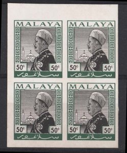 Malaya - Selangor 1933 Survey Dept essay 50c black & green vf block of 4 Norri