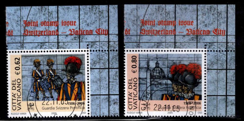 VATICAN Scott 1315-1316 Used 2005 Swiss Papal Guard set, favor canceled