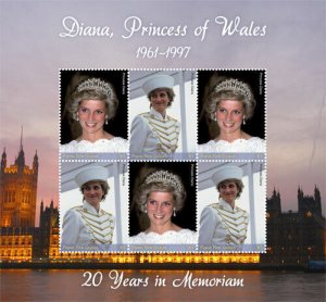 Papua New Guinea 2017 - Princess Diana 20 Years in Memoriam - Sheet of 6 - MNH