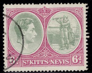 ST KITTS-NEVIS GVI SG74c, 6d green & purple, FINE USED.