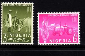 NIGERIA #141-142  1963  FREEDOM FROM HUNGER  MINT VF NH  O.G